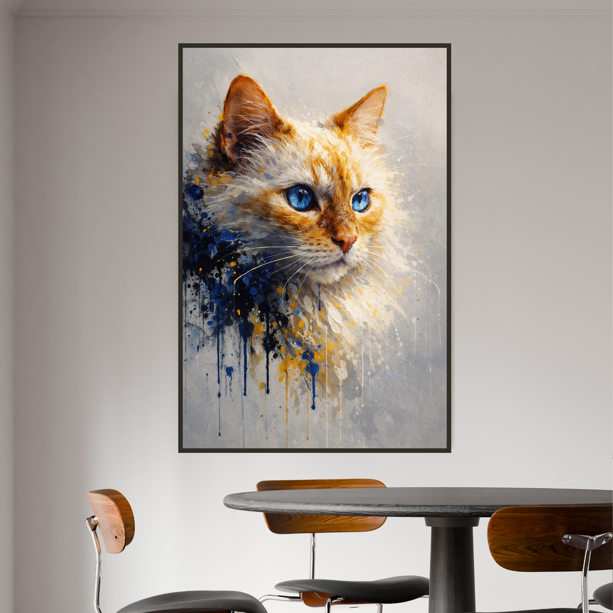 Portrait Animal Personnalisé Peinture Artistique – Poster Moderne Chien ou Chat Style Aquarelle Abstraite