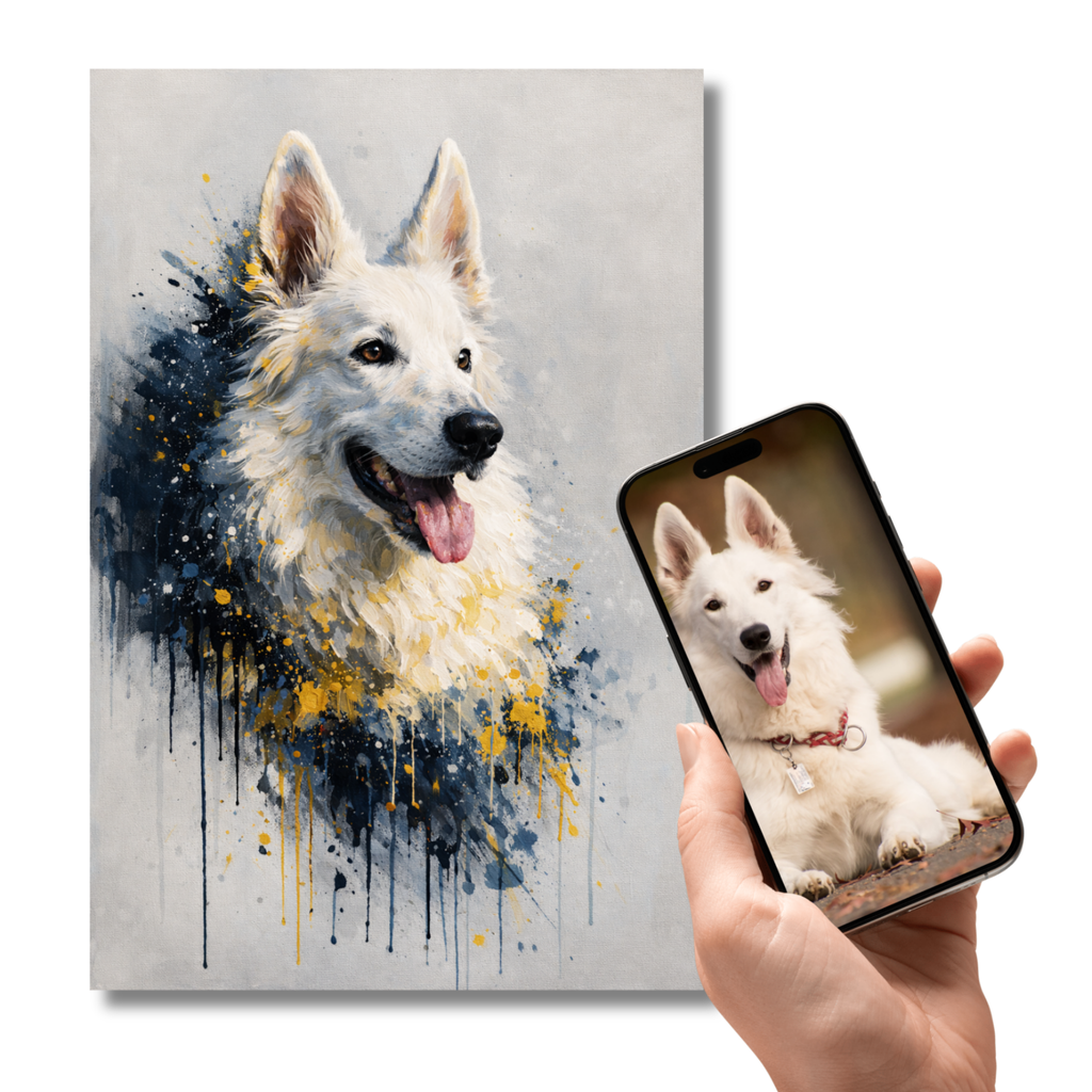 Portrait Animal Personnalisé Peinture Artistique – Poster Moderne Chien ou Chat Style Aquarelle Abstraite