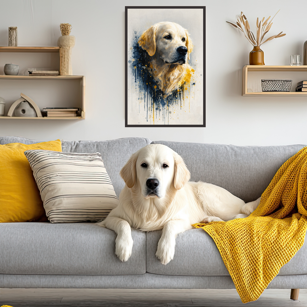 Portrait Animal Personnalisé Peinture Artistique – Poster Moderne Chien ou Chat Style Aquarelle Abstraite