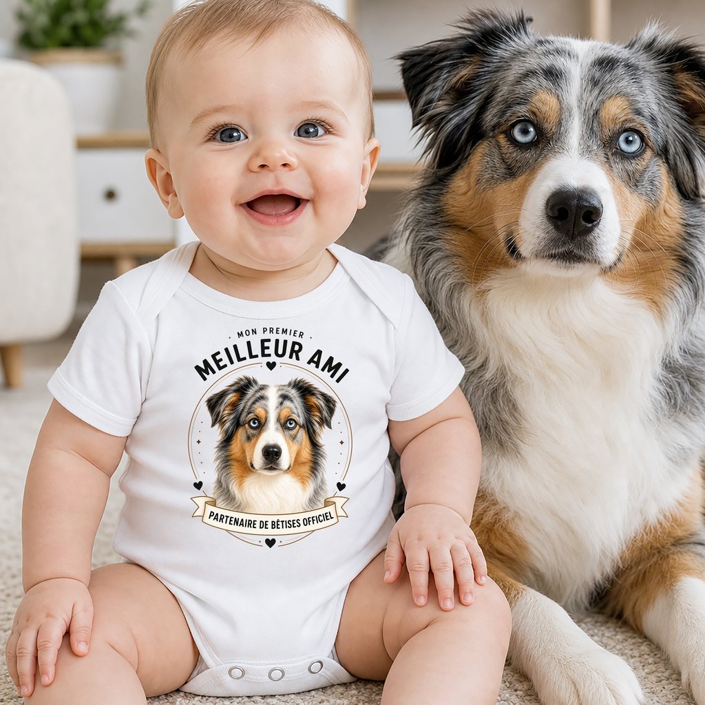 Body bébé premium personnalisé avec l'animal de famille – Mon Premier Meilleur Ami