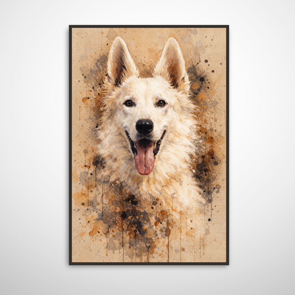 Portrait Animal Personnalisé Naturel – Poster Artistique Chien ou Chat Style Peinture Beige Élégante