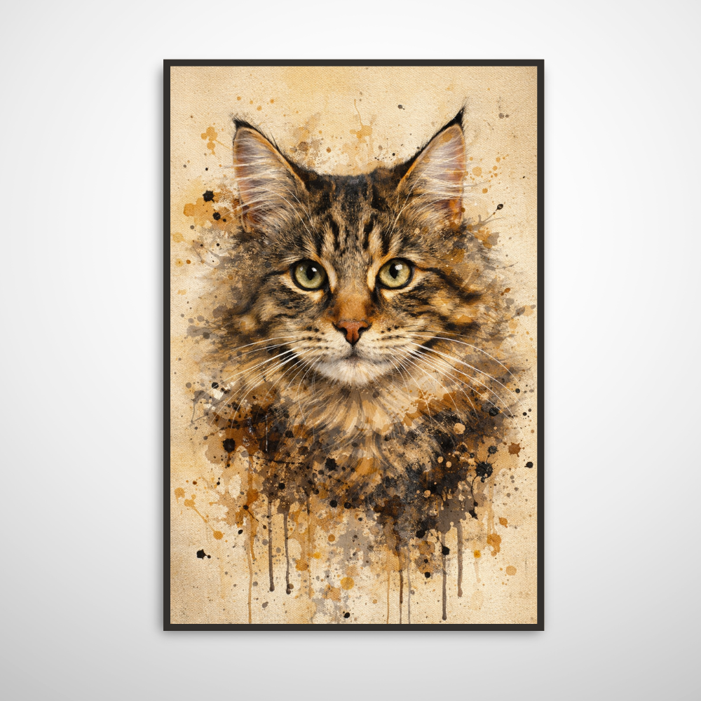 Portrait Animal Personnalisé Naturel – Poster Artistique Chien ou Chat Style Peinture Beige Élégante