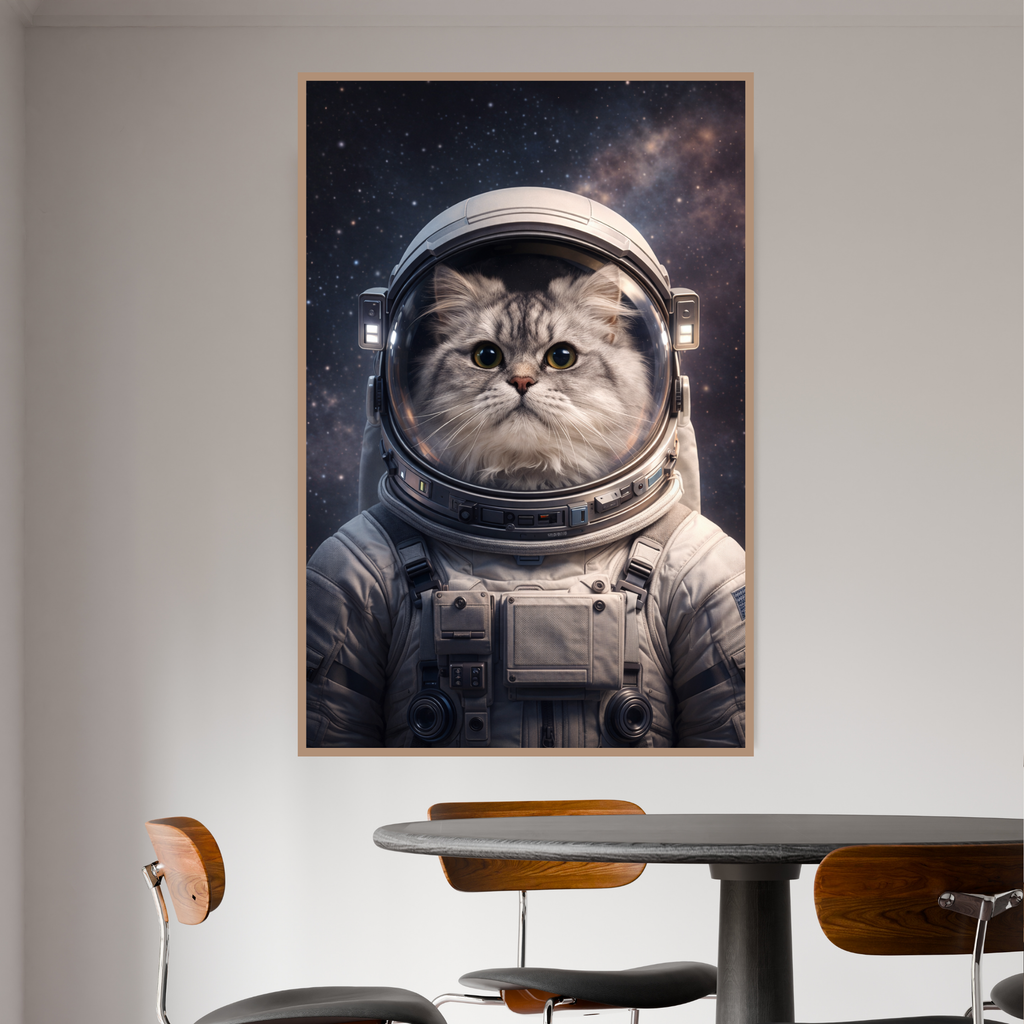 Portrait Animal Personnalisé Astronaute – Poster Chien ou Chat Univers Espace