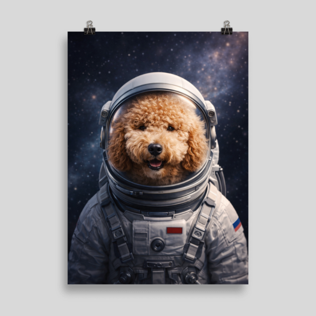 Portrait Animal Personnalisé Astronaute – Poster Chien ou Chat Univers Espace
