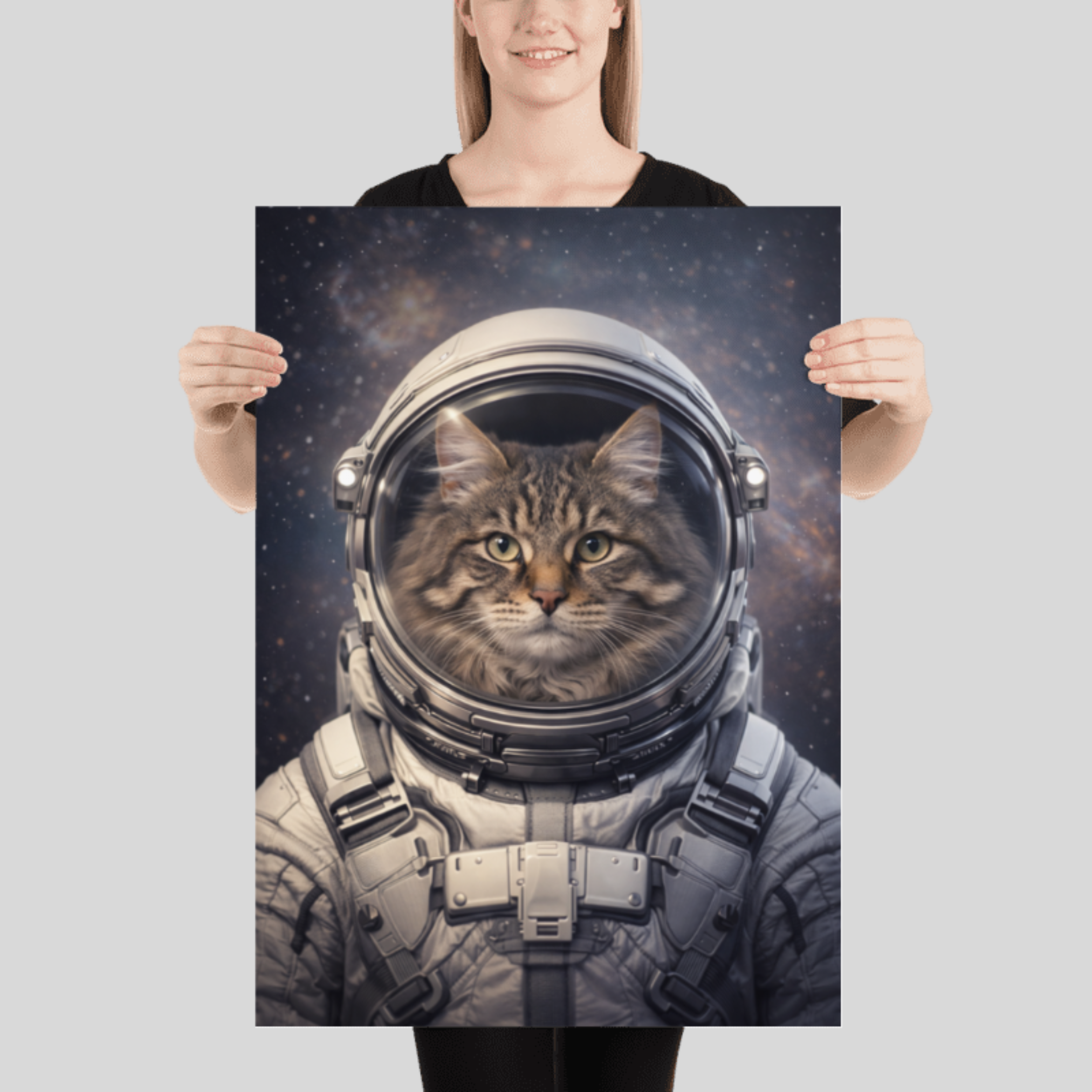 Portrait Animal Personnalisé Astronaute – Poster Chien ou Chat Univers Espace