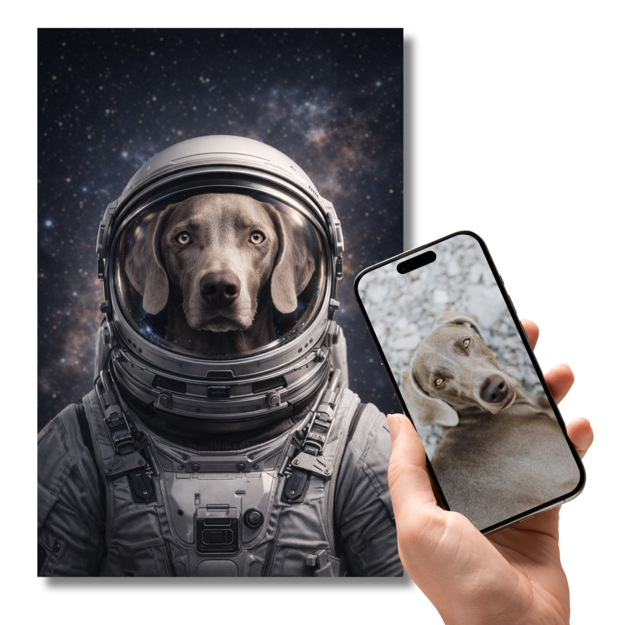 Portrait Animal Personnalisé Astronaute – Poster Chien ou Chat Univers Espace