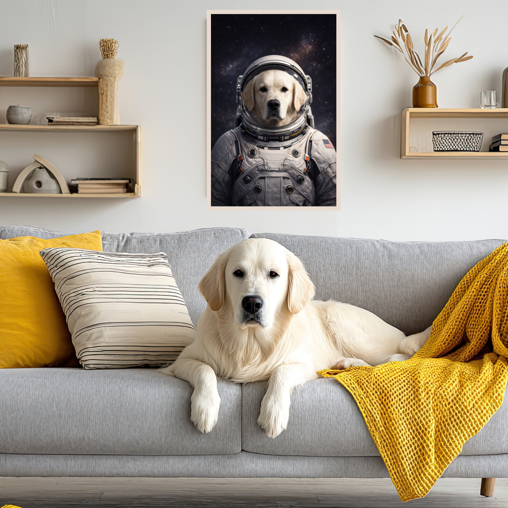 Portrait Animal Personnalisé Astronaute – Poster Chien ou Chat Univers Espace