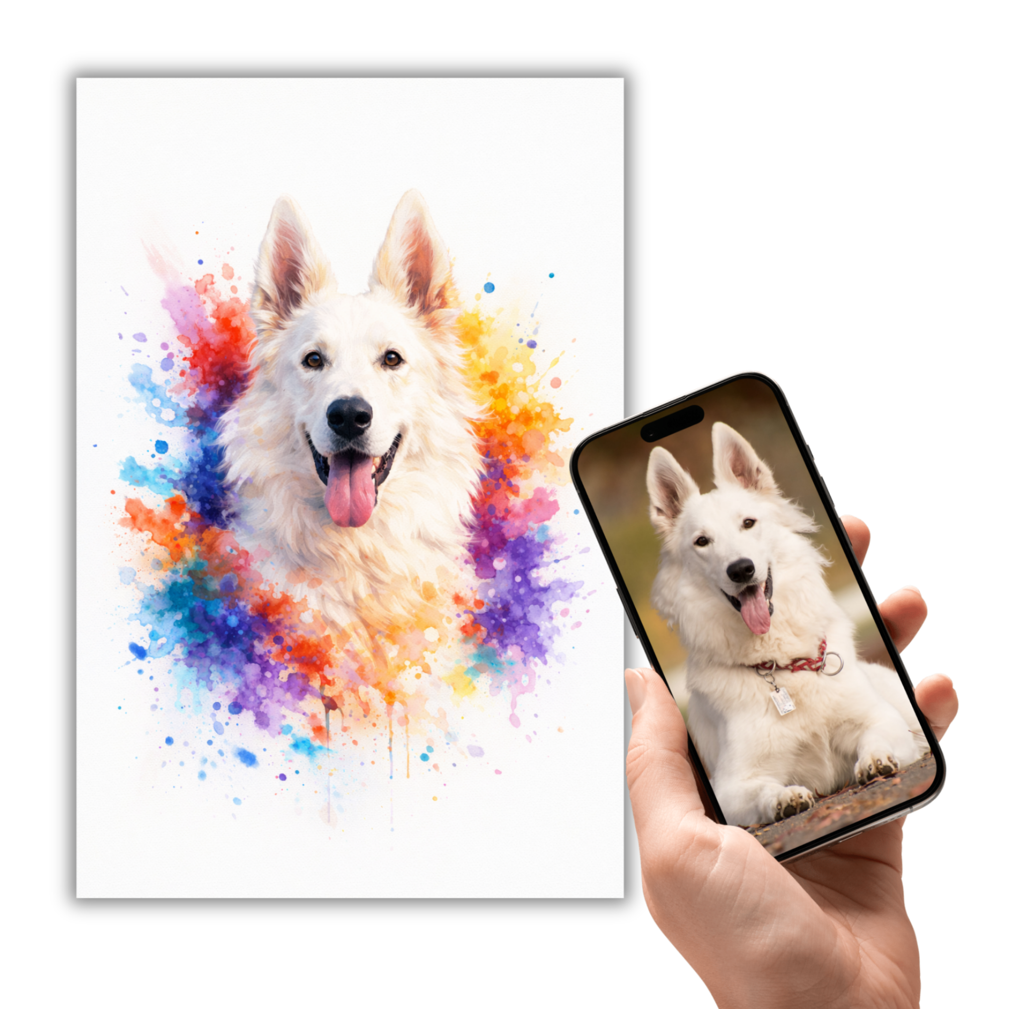 Portrait Animal Personnalisé Aquarelle Colorée – Poster Chien ou Chat Moderne