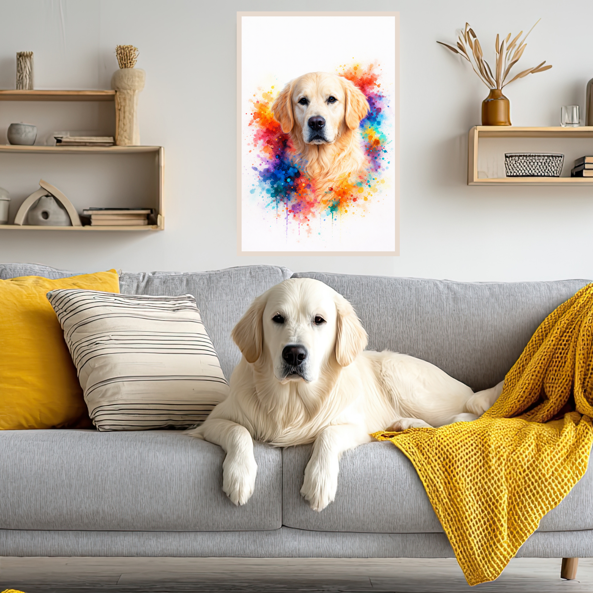 Portrait Animal Personnalisé Aquarelle Colorée – Poster Chien ou Chat Moderne