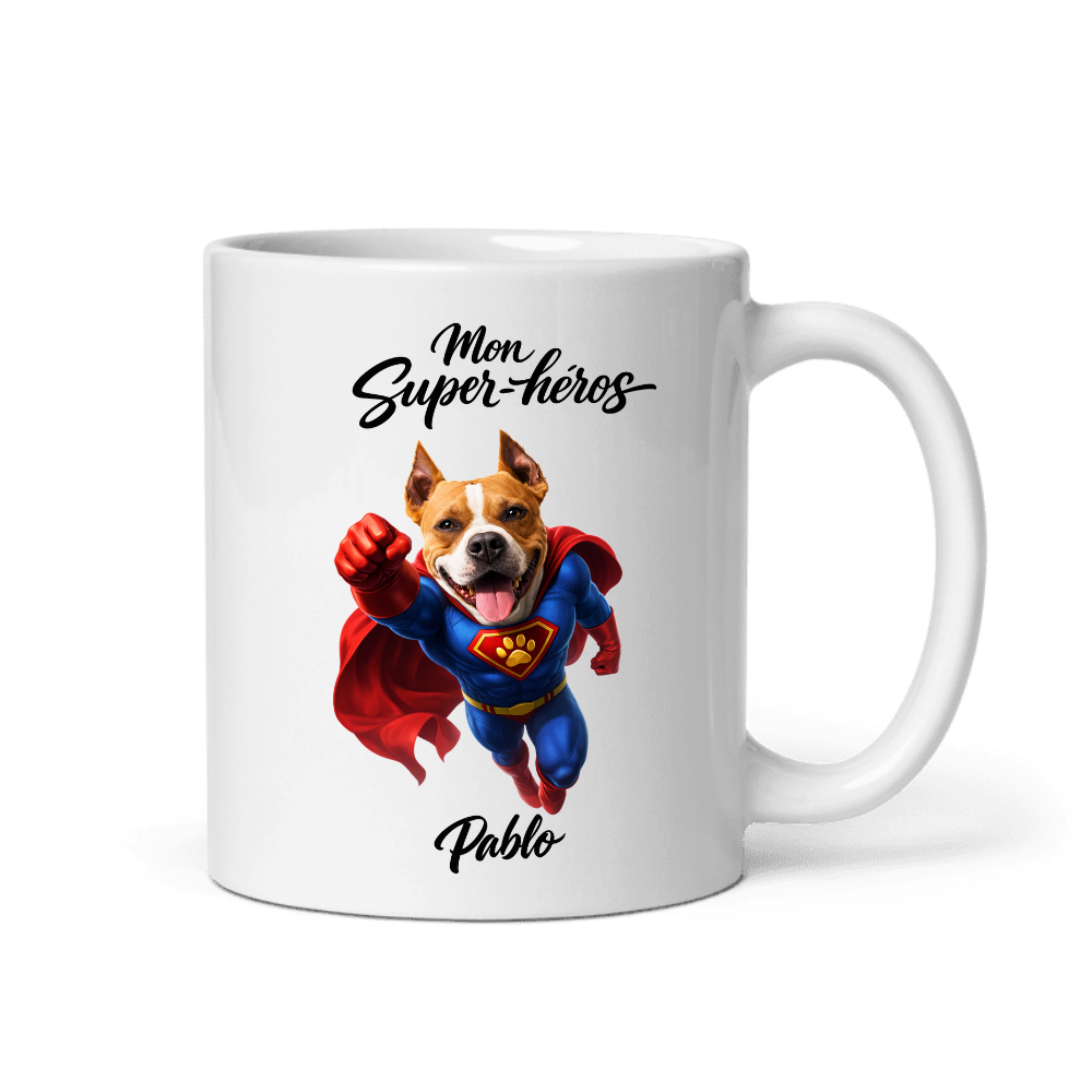 Mug Personnalisé Animal Super-Héros – Chien ou Chat avec Prénom Cadeau Original