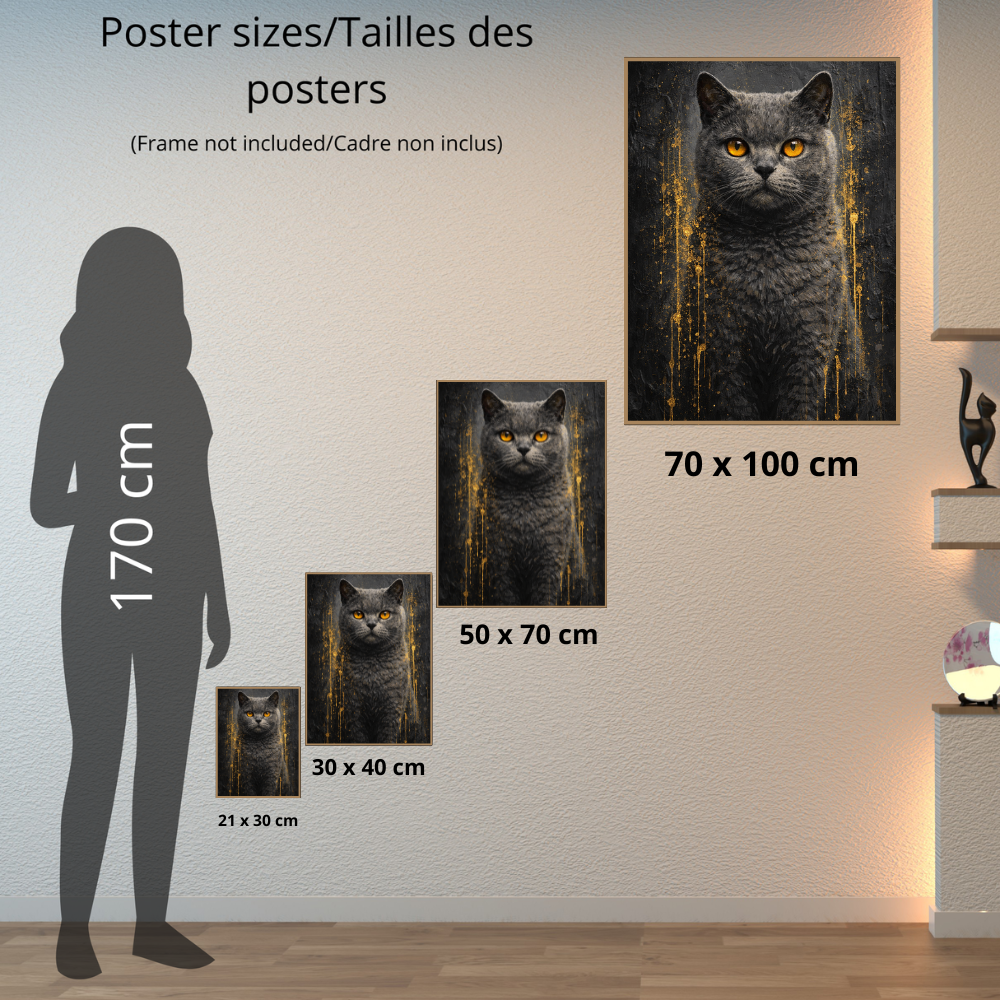 Portrait Animal Personnalisé Noir et Or – Poster Artistique Premium Chien ou Chat Style Luxe