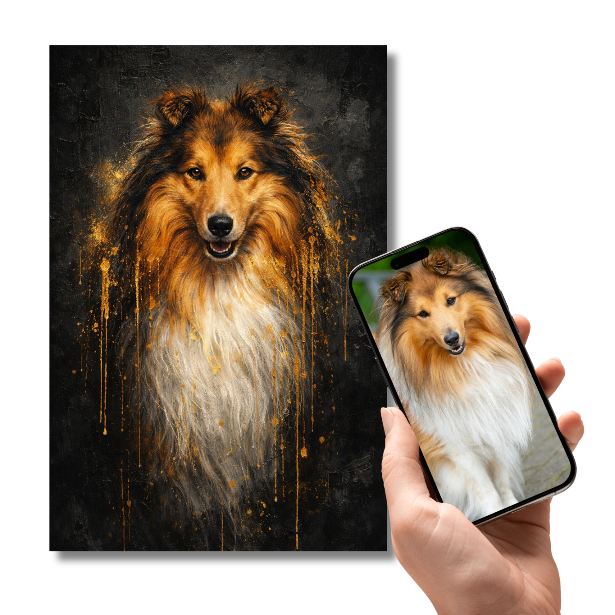 Portrait Animal Personnalisé Noir et Or – Poster Artistique Premium Chien ou Chat Style Luxe