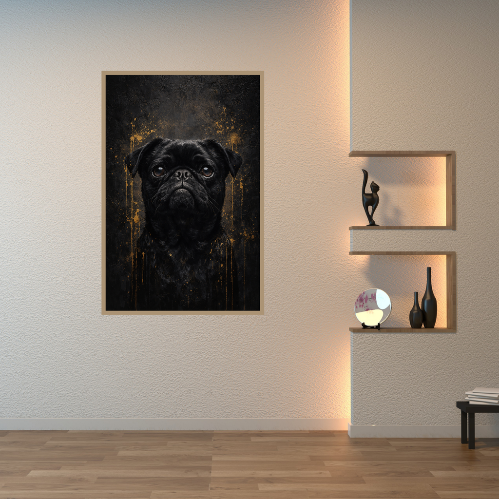 Portrait Animal Personnalisé Noir et Or – Poster Artistique Premium Chien ou Chat Style Luxe