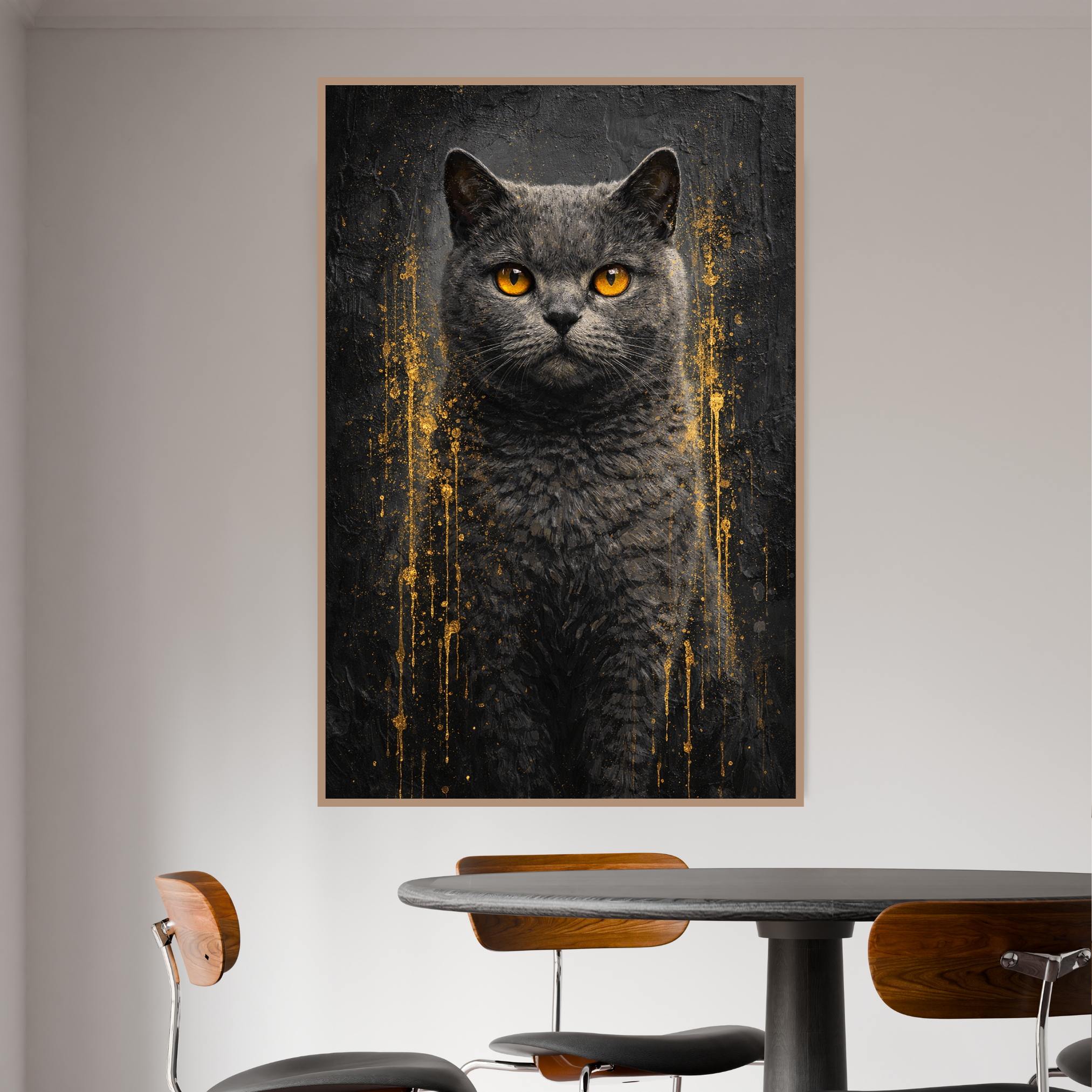 Portrait Animal Personnalisé Noir et Or – Poster Artistique Premium Chien ou Chat Style Luxe