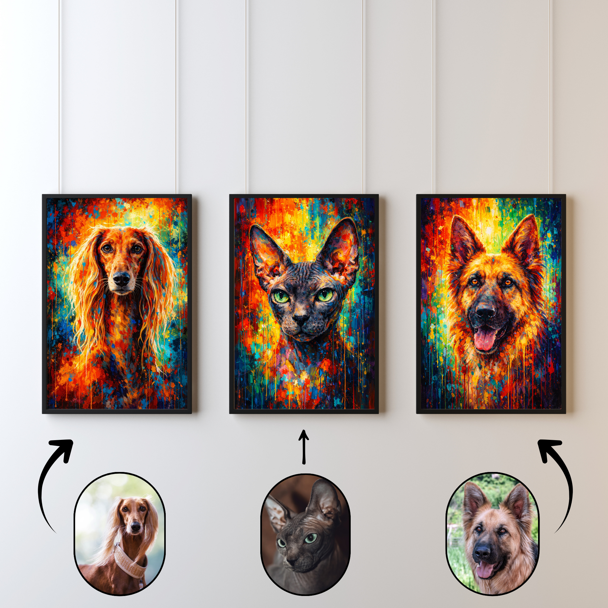 Poster Animal Personnalisé Peinture Colorée – Portrait Artistique Chien ou Chat Style Tableau Moderne