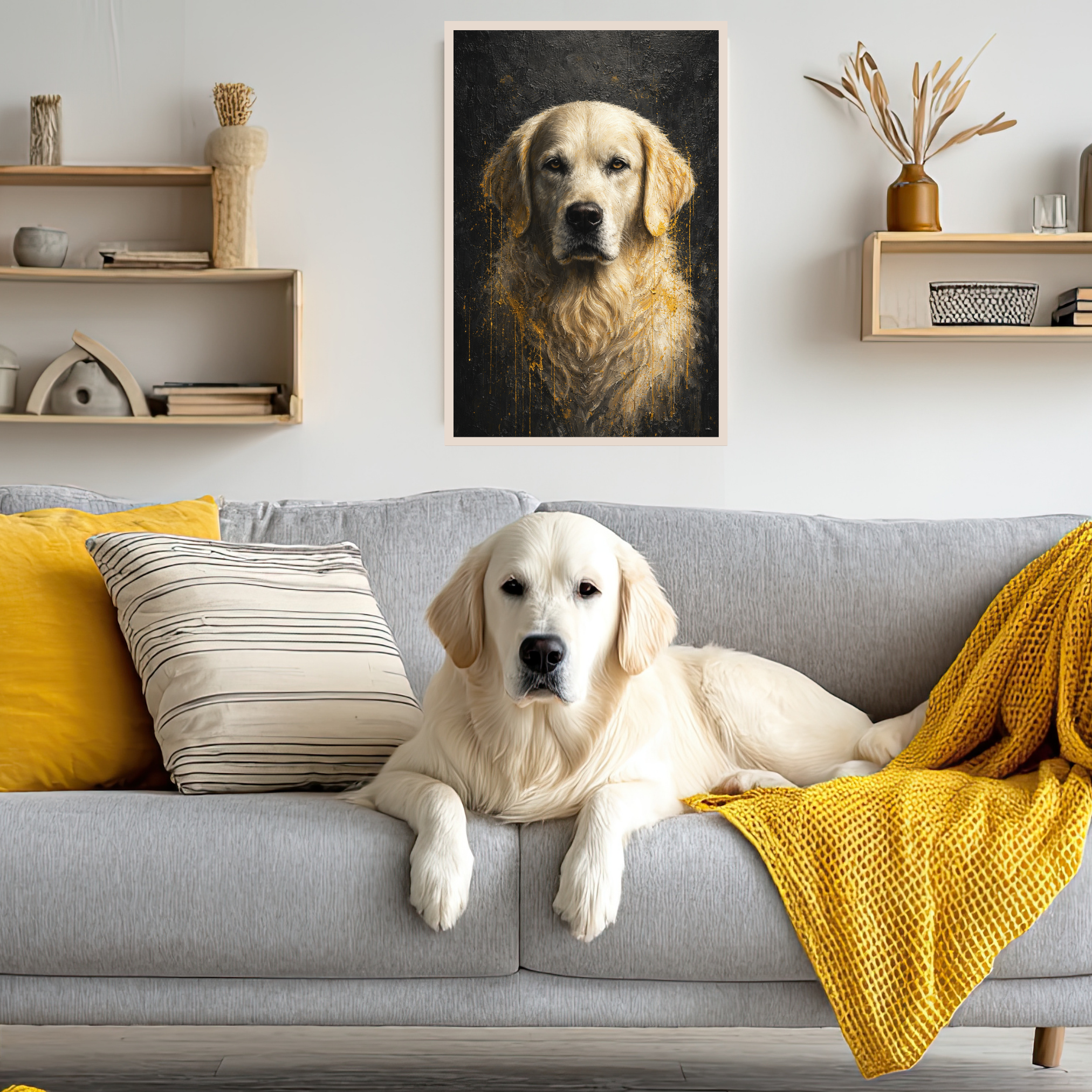 Portrait Animal Personnalisé Noir et Or – Poster Artistique Premium Chien ou Chat Style Luxe
