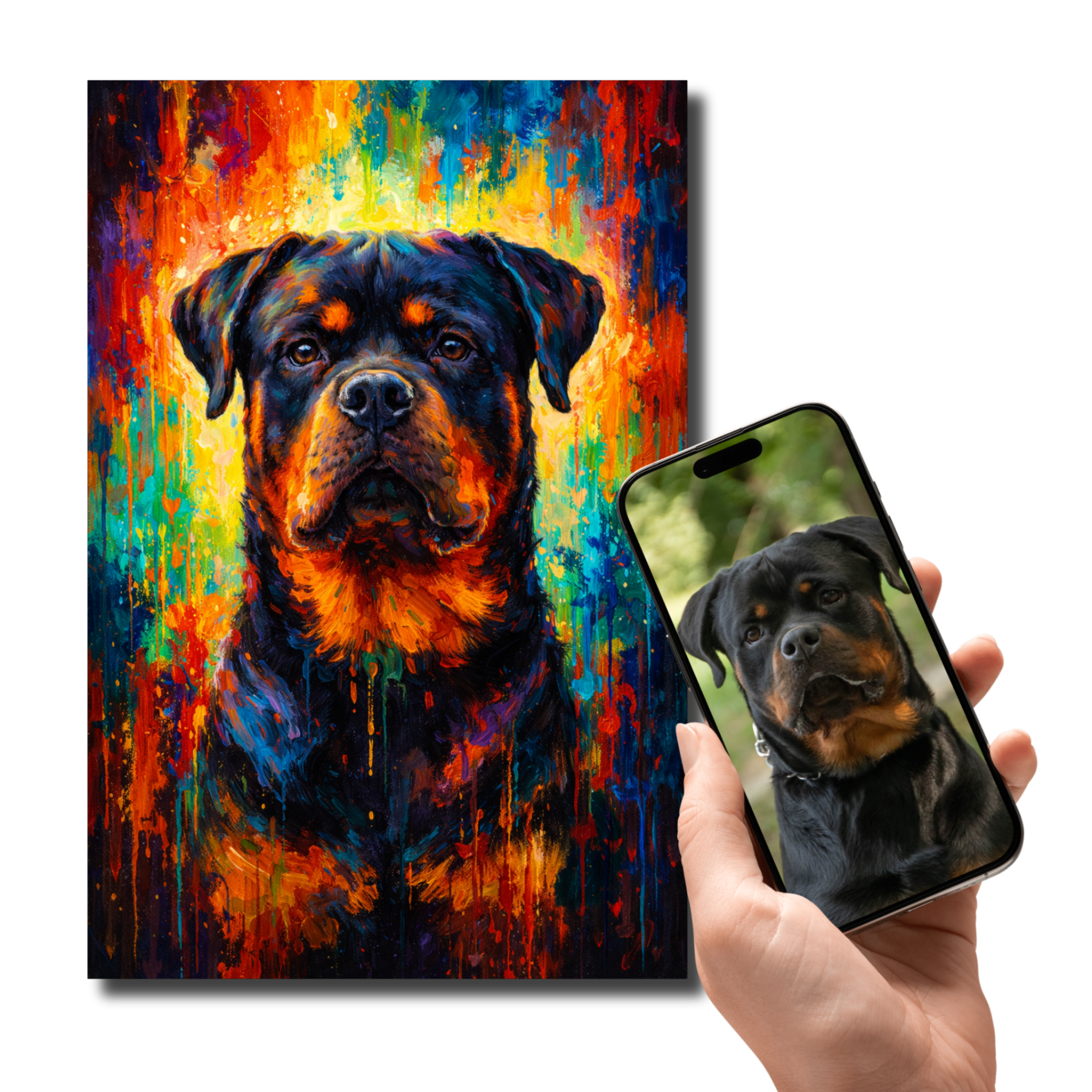 Poster Animal Personnalisé Peinture Colorée – Portrait Artistique Chien ou Chat Style Tableau Moderne