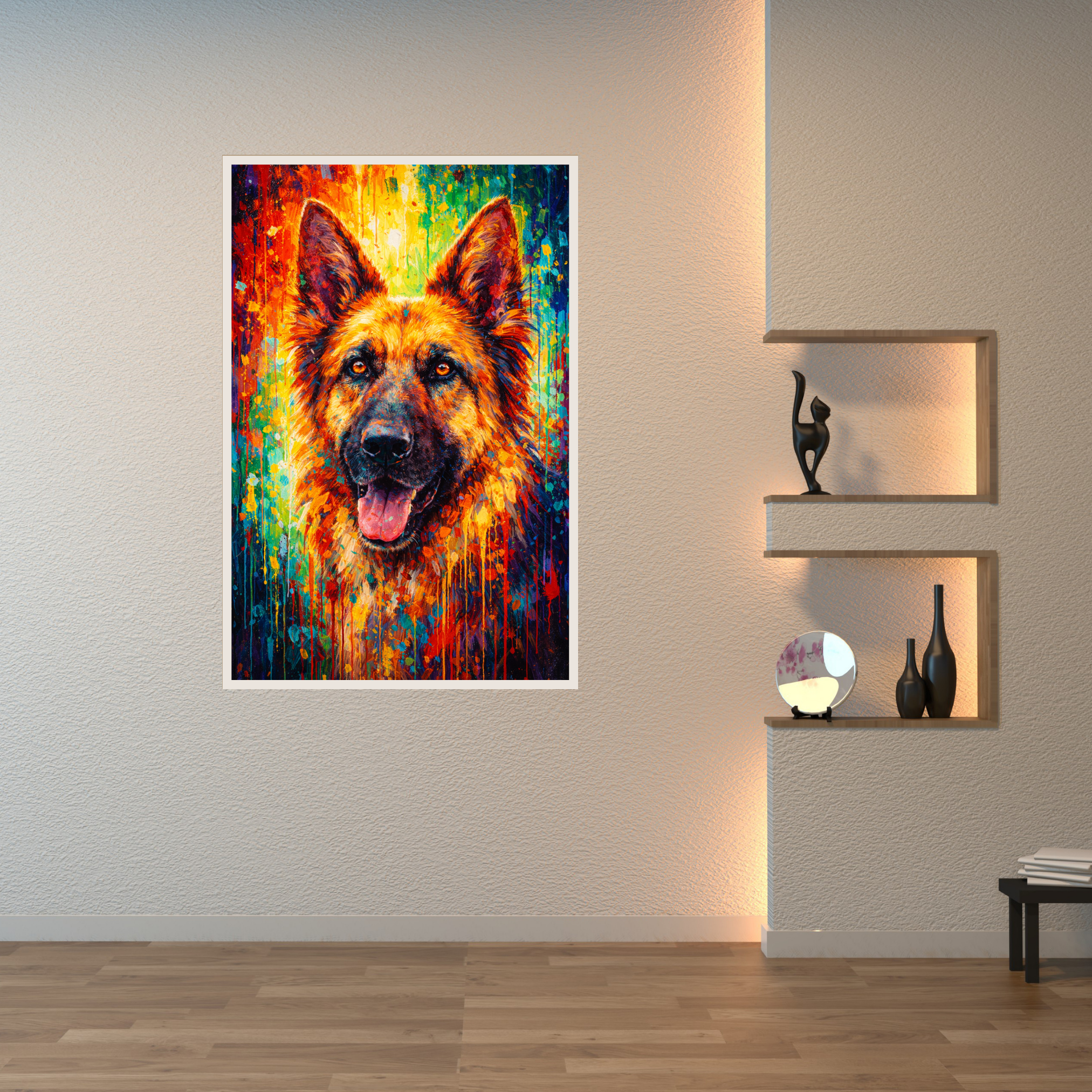 Poster Animal Personnalisé Peinture Colorée – Portrait Artistique Chien ou Chat Style Tableau Moderne