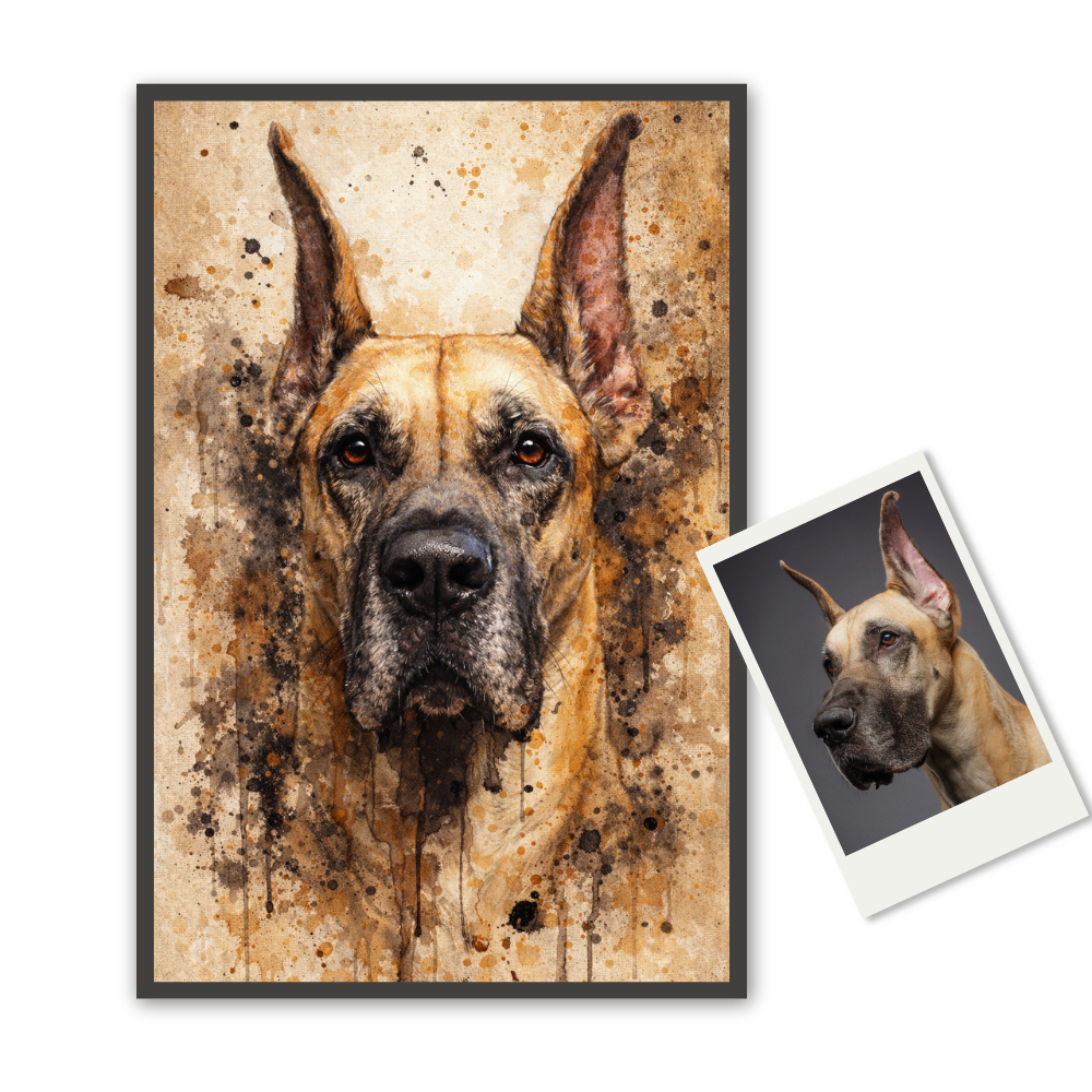 Portrait Animal Personnalisé Naturel – Poster Artistique Chien ou Chat Style Peinture Beige Élégante