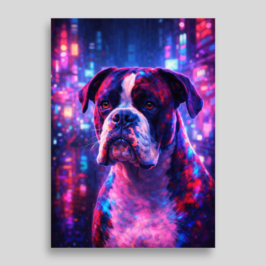 Portrait Animal Néon Personnalisé – Poster Chien ou Chat Style Cyberpunk Coloré
