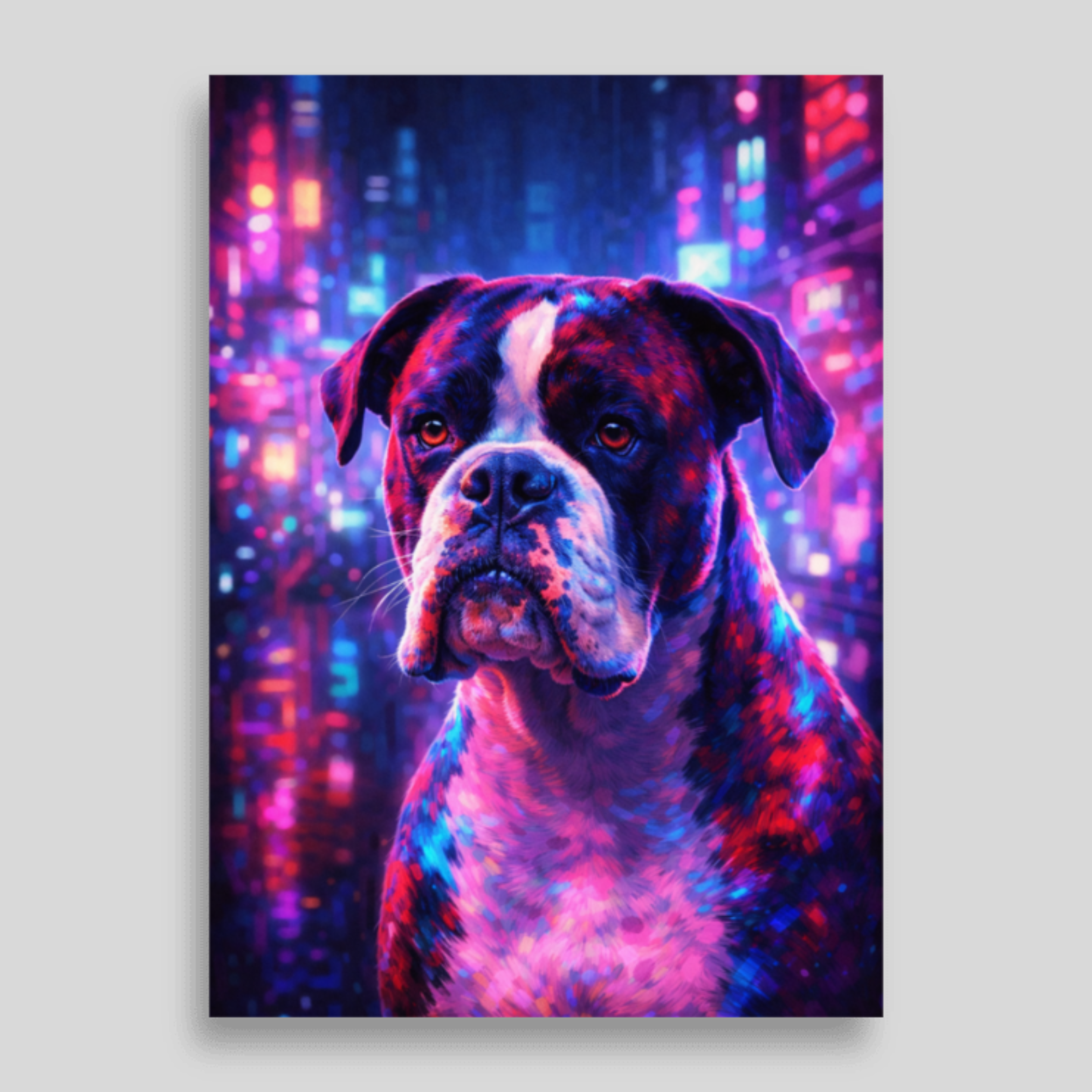 Portrait Animal Néon Personnalisé – Poster Chien ou Chat Style Cyberpunk Coloré