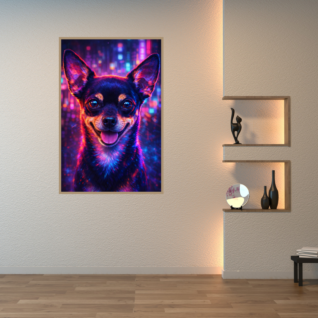 Portrait Animal Néon Personnalisé – Poster Chien ou Chat Style Cyberpunk Coloré