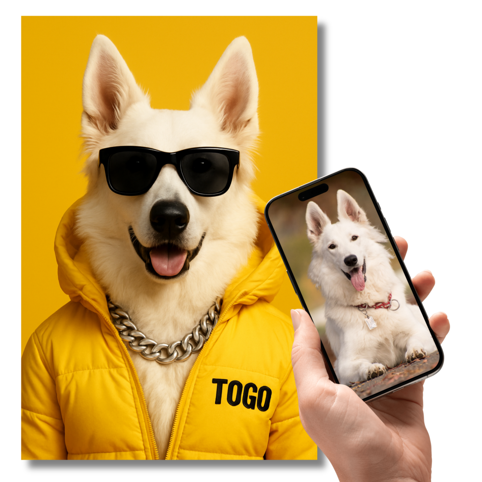 Portrait Animal Personnalisé Streetwear – Poster Chien ou Chat Style Mode Moderne avec Prénom