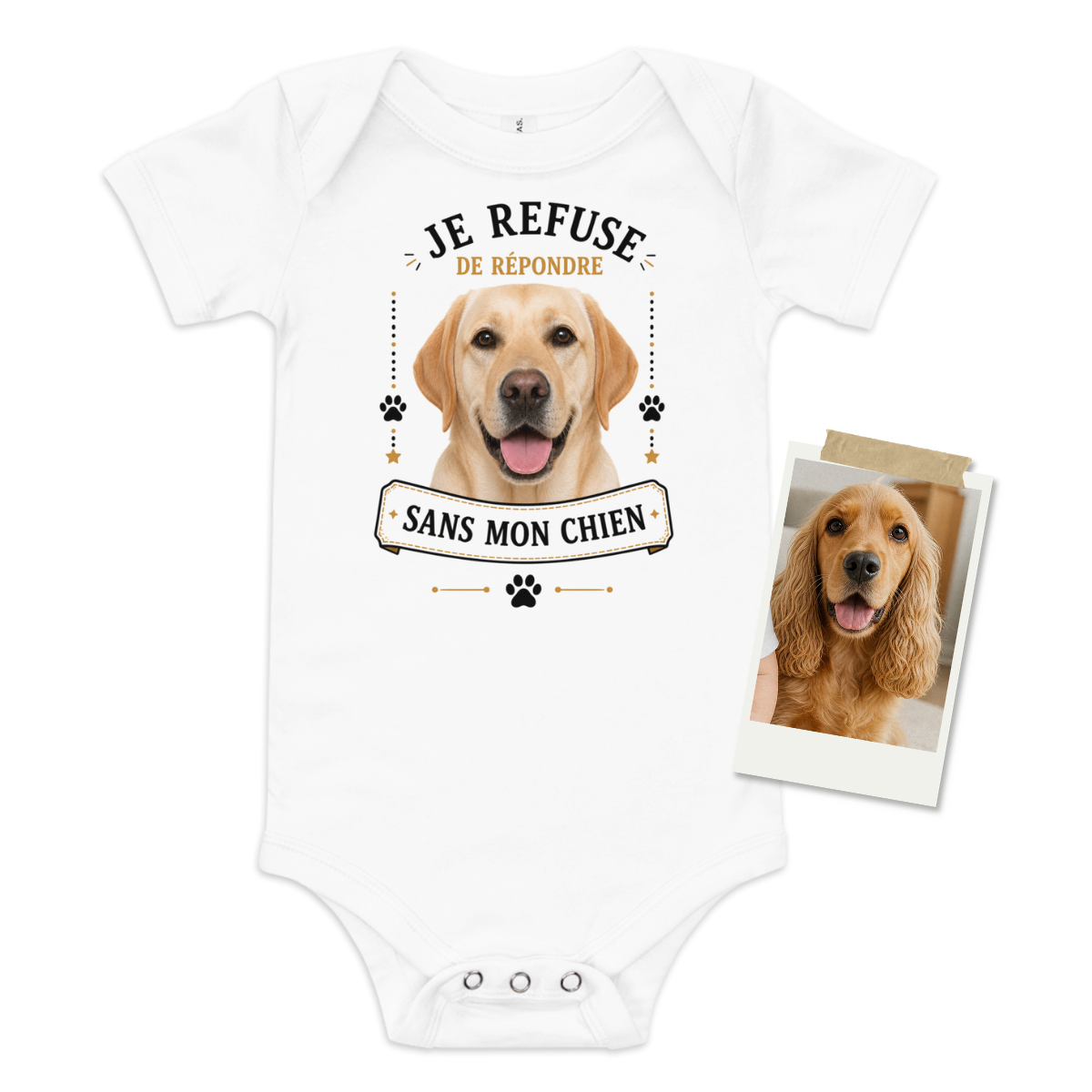Body bébé personnalisé – Je refuse de répondre sans mon animal | Cadeau naissance drôle