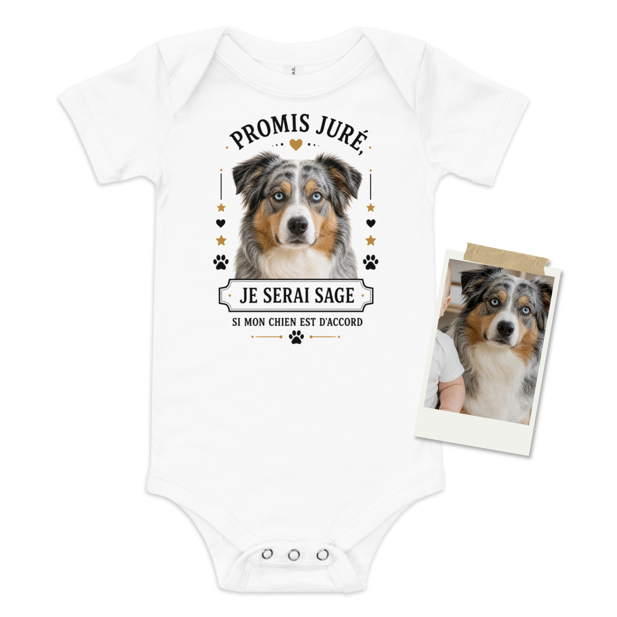Body bébé personnalisé – Promis juré, je serai sage si mon animal est d'accord | Cadeau naissance original