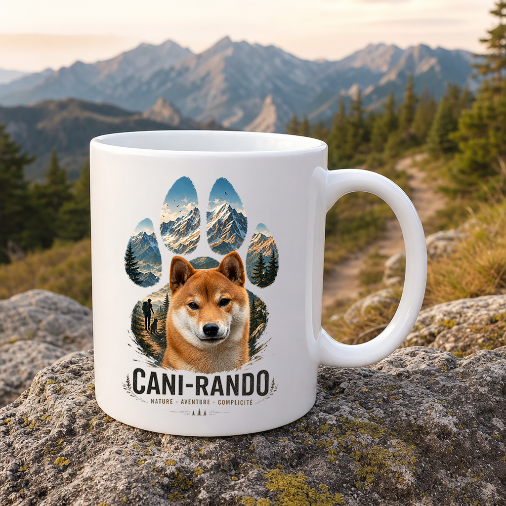 Mug Personnalisé Cani-Rando avec Votre Chien – Mug 11 OZ – Cadeau Amoureux de la Randonnée et des Chiens