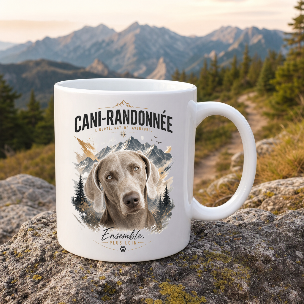 Mug Personnalisé Cani-Randonnée avec Votre Chien – Mug 11 OZ – Cadeau Passionné de Montagne et de Randonnée