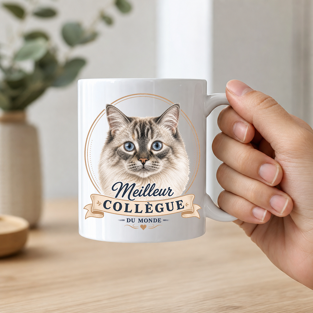 Mug personnalisé Chien ou Chat – "Meilleur collègue du monde" | Cadeau personnalisé pour amoureux des animaux – Tasse 325 ml (11 oz)