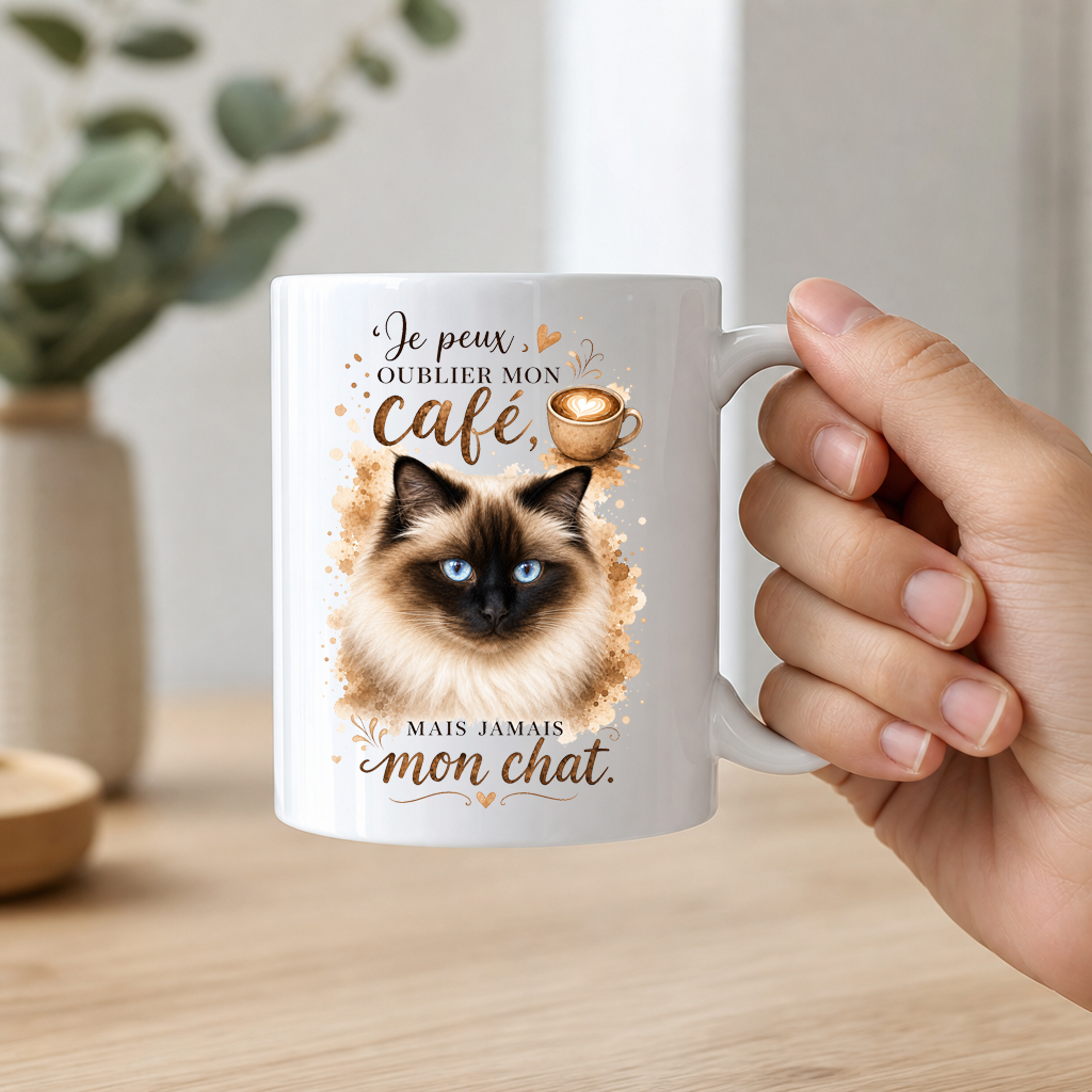 Mug Personnalisé Photo Chien ou Chat 11 oz – Cadeau Original pour Propriétaire d'Animaux – Mug Café Personnalisé