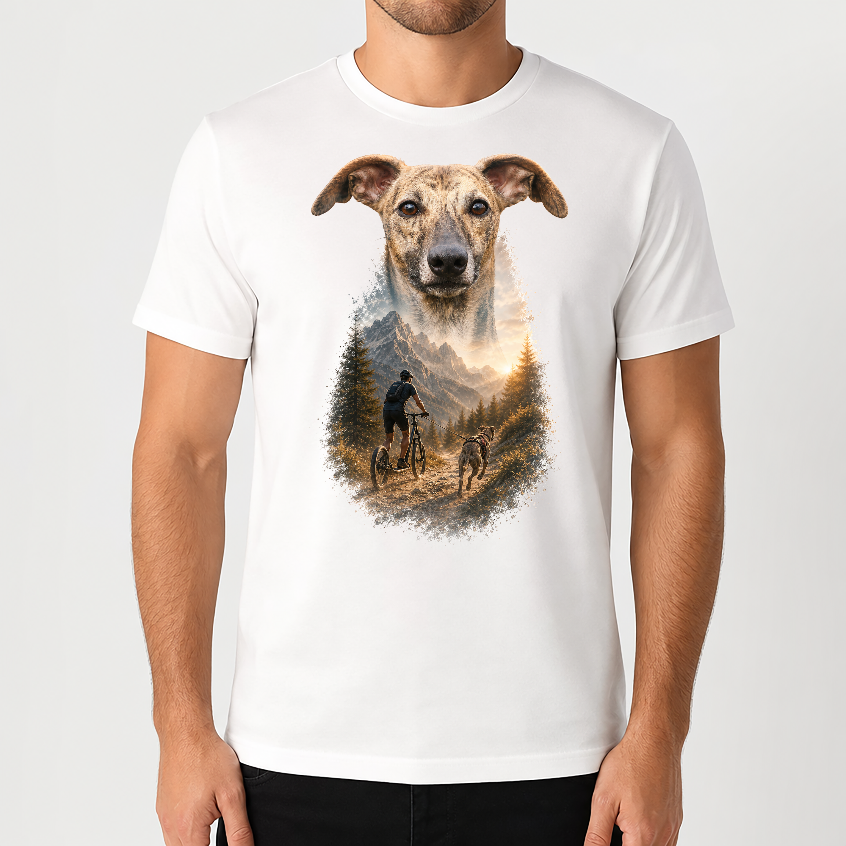 T-shirt Cani-Trottinette Personnalisé avec Votre Chien – T-shirt Unisexe – Design Outdoor Premium