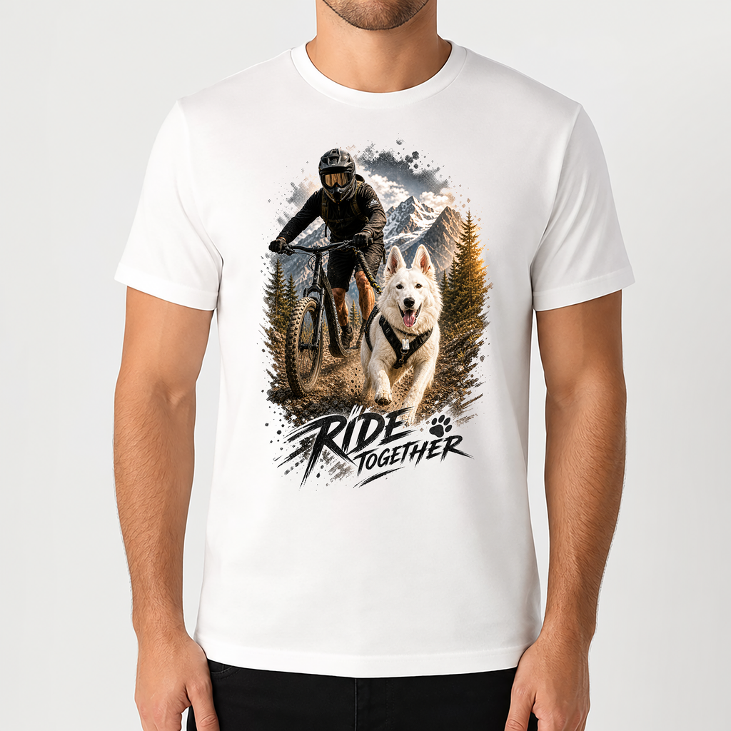 T-shirt Cani-Trottinette Personnalisé avec Votre Chien – T-shirt Unisexe – Ride Together