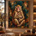 Étreinte Sauvage – Poster Singe Maman & Bébé Premium | Collection Wild Luxury