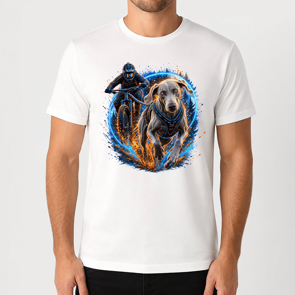 T-shirt Cani VTT Personnalisé avec Chien – T-shirt Unisexe 100% Coton – Cadeau Sport Canin