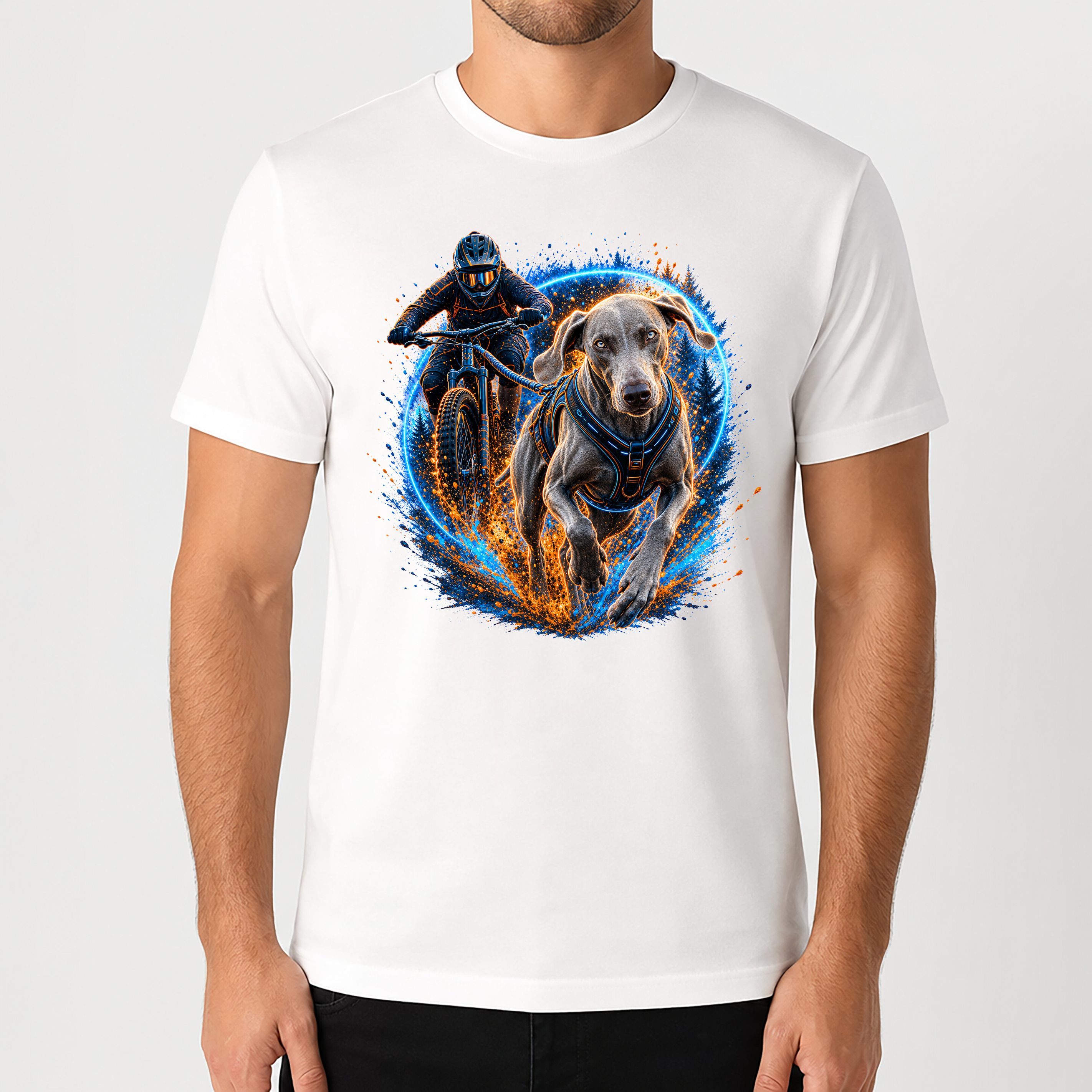 T-shirt Cani VTT Personnalisé avec Chien – T-shirt Unisexe 100% Coton – Cadeau Sport Canin