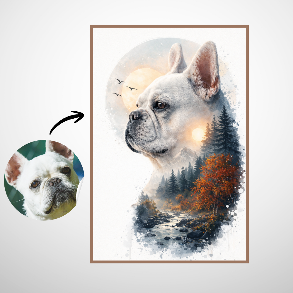 Portrait Animal Personnalisé Style Paysage Nature – Poster Artistique Unique Chien ou Chat