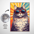 Poster Animal Personnalisé Fun – Portrait Chien ou Chat avec Lunettes Style Pop Coloré