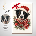 Portrait de Noël Personnalisé Chien ou Chat – Poster Aquarelle avec Bonnet de Noël 🎄