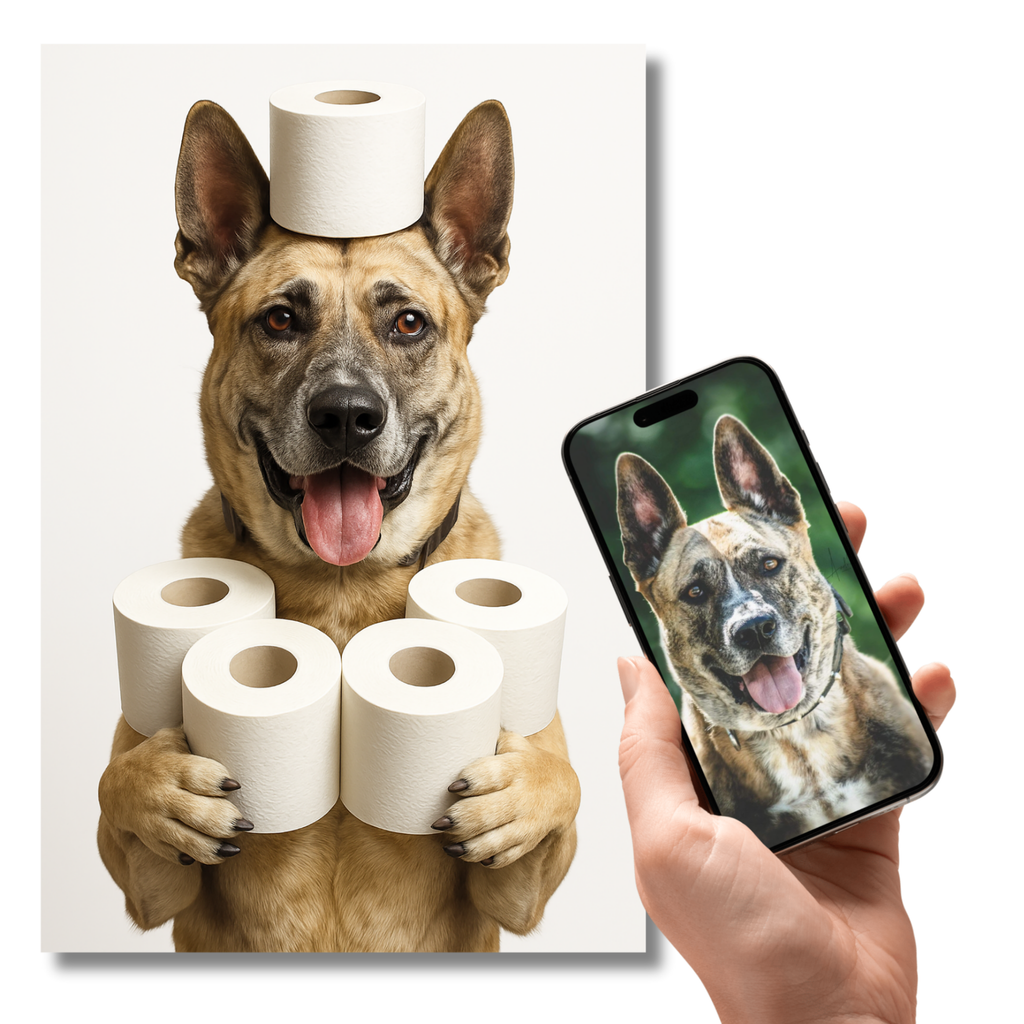 Portrait Animal Personnalisé Humoristique – Poster Drôle Chien ou Chat avec Votre Photo