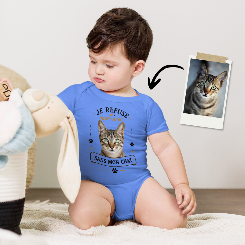 Body bébé personnalisé – Je refuse de répondre sans mon animal | Cadeau naissance drôle