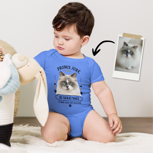 Body bébé personnalisé – Promis juré, je serai sage si mon animal est d'accord | Cadeau naissance original