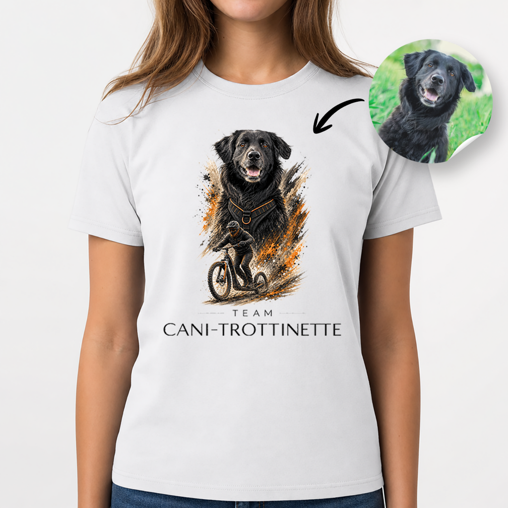 T-shirt Cani-Trottinette Personnalisé avec Votre Chien – T-shirt Sport Canin Unisexe - Cadeaux