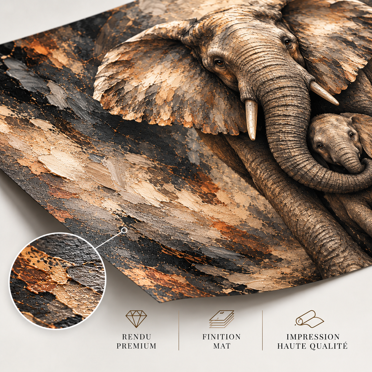 Instinct Maternel – Poster Éléphants Mère et Petit | Collection Wild Luxury