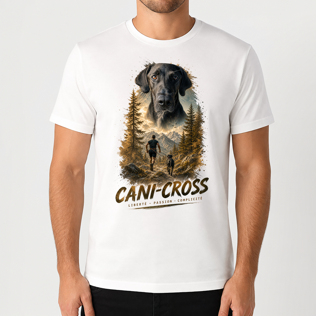 T-shirt Cani-Cross Personnalisé avec Votre Chien – T-shirt Unisexe – Design Outdoor Premium