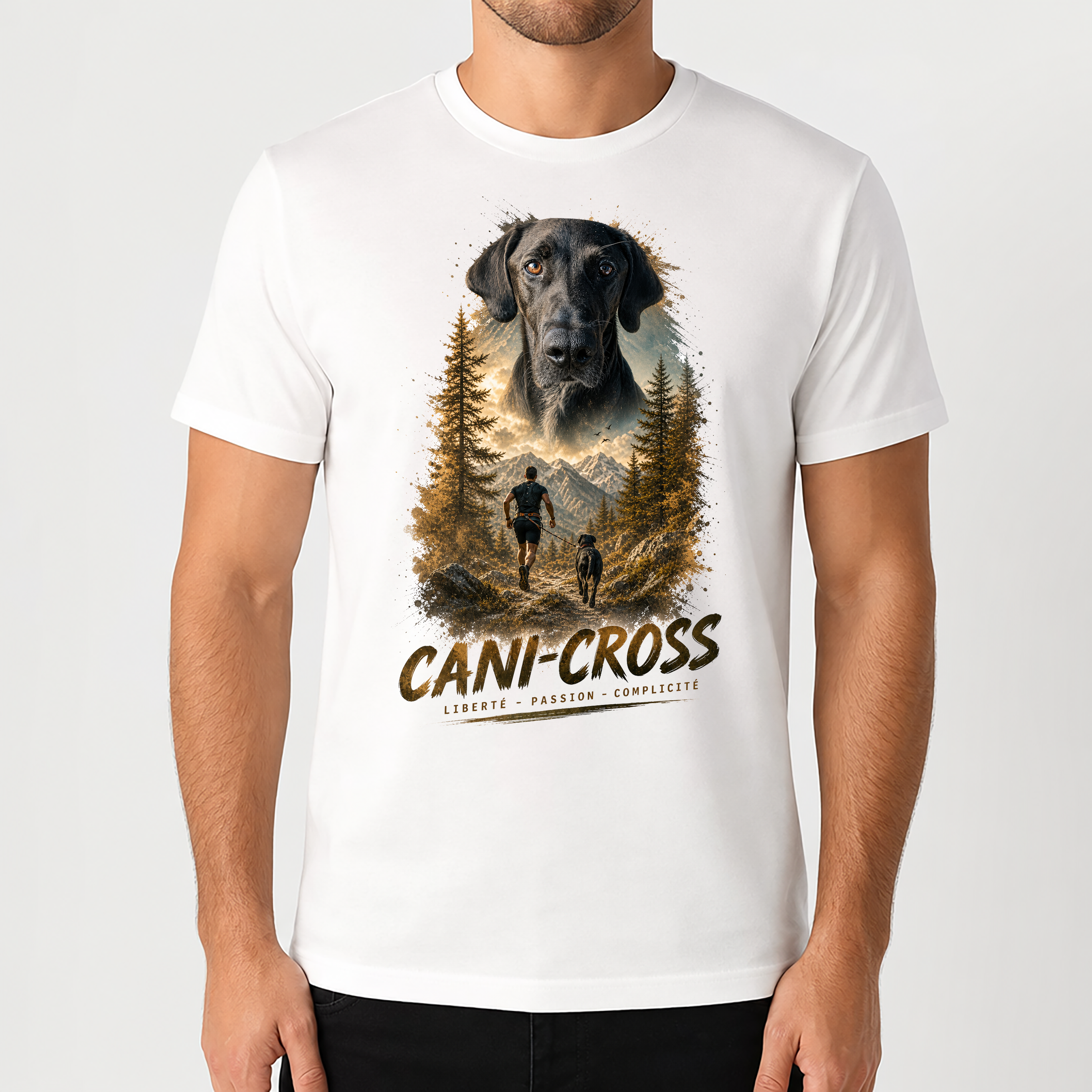 T-shirt Cani-Cross Personnalisé avec Votre Chien – T-shirt Unisexe – Design Outdoor Premium