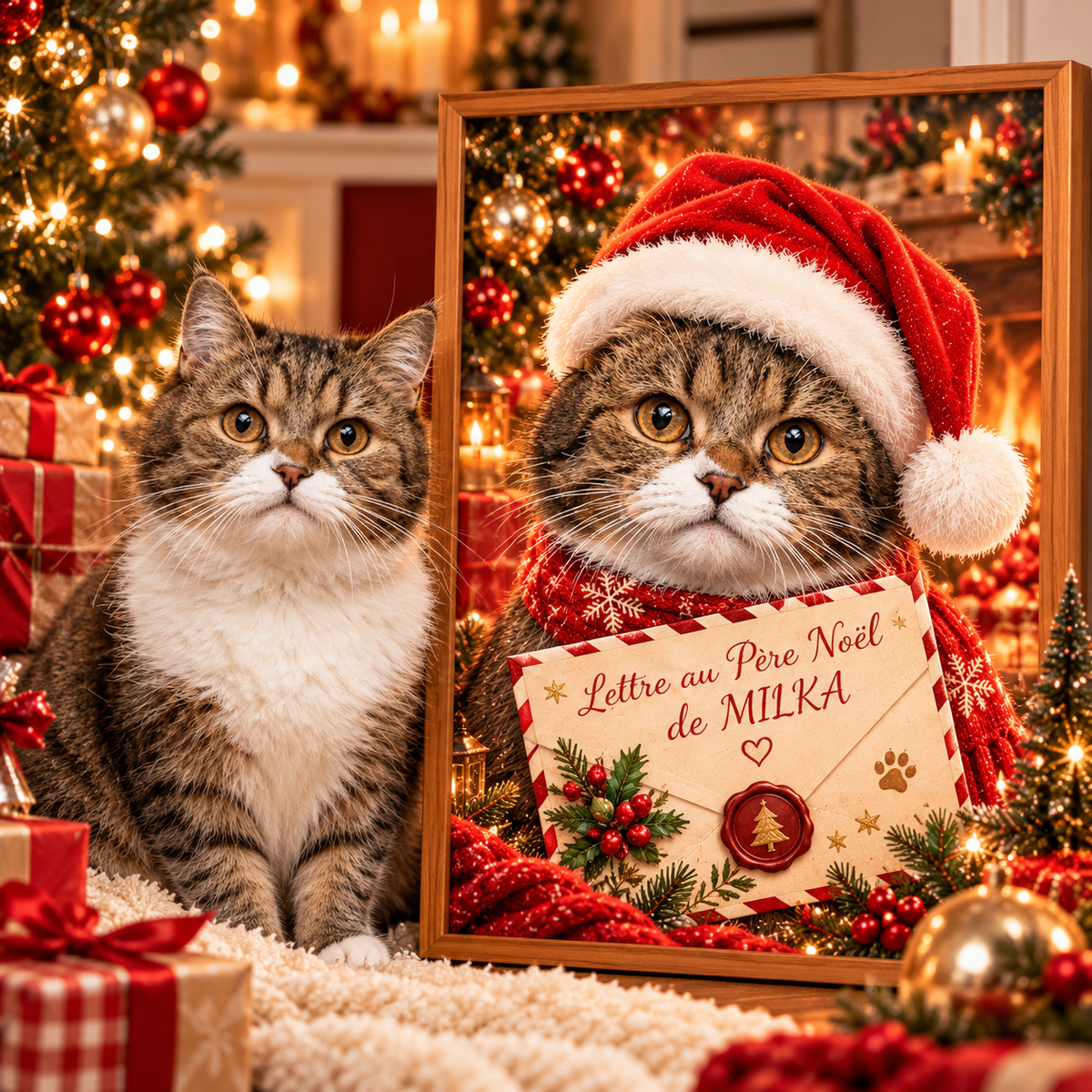 Portrait Animal Personnalisé Noël avec Prénom – Lettre au Père Noël | Chien, Chat & Autres Animaux