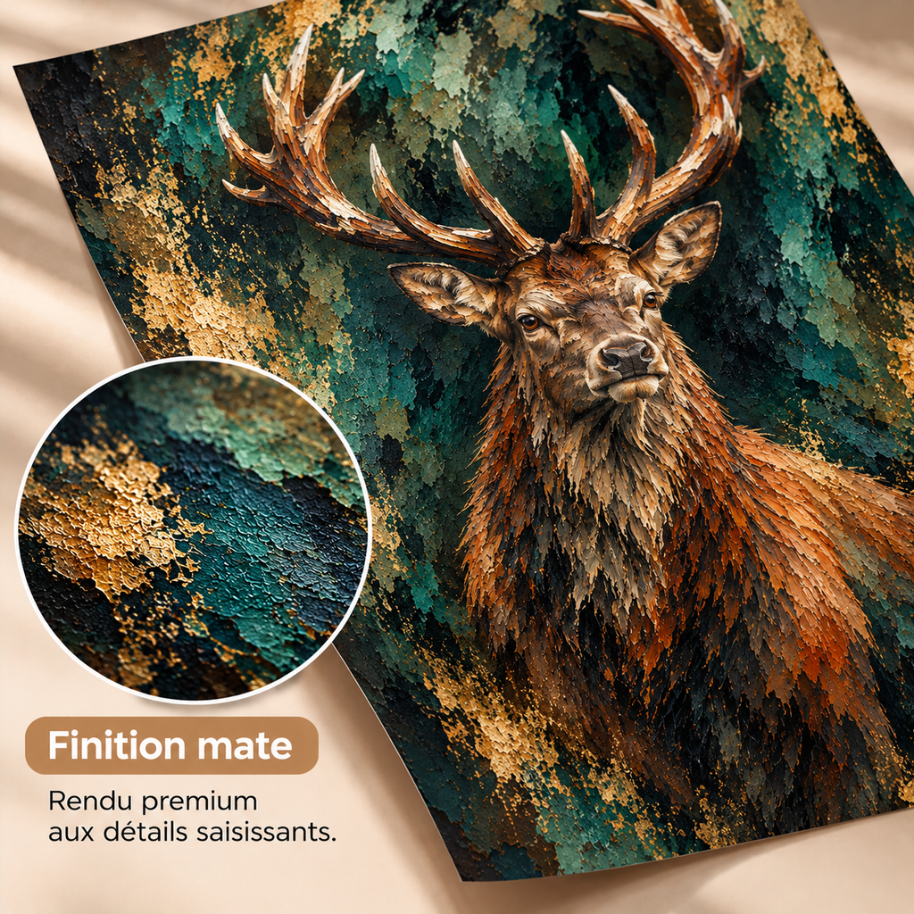 Majesté des Forêts – Poster Cerf Artistique Premium | Collection Wild Luxury